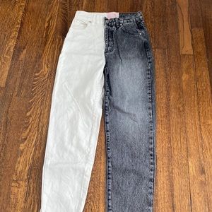 revice half black and white jeans!